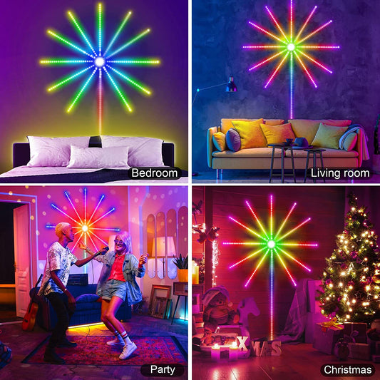 LED Firework Strip Lights – Music Sync RGB Lights with Remote for Wall, Room & Celebration