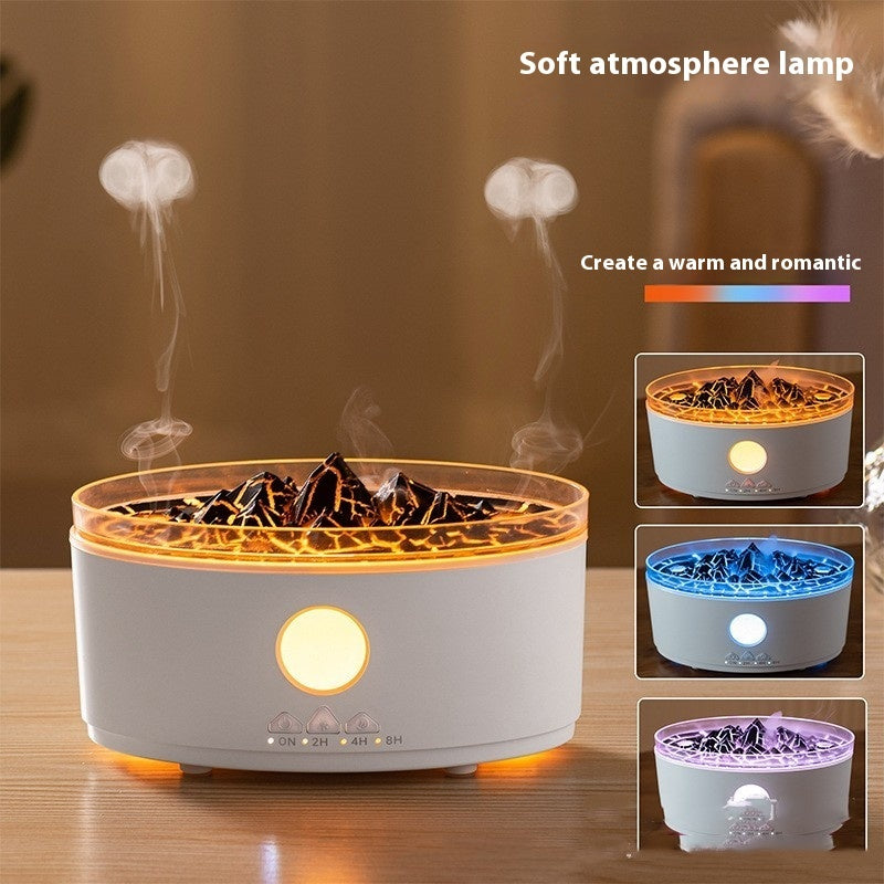 Volcano Flame Aroma Diffuser – Desktop Essential Oil Humidifier with LED Light
