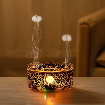 Volcano Flame Aroma Diffuser – Desktop Essential Oil Humidifier with LED Light